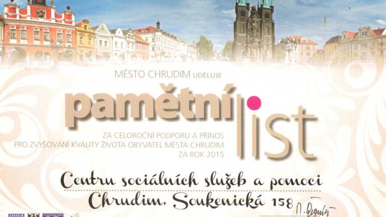 Pamětní list města Chrudim – 2015