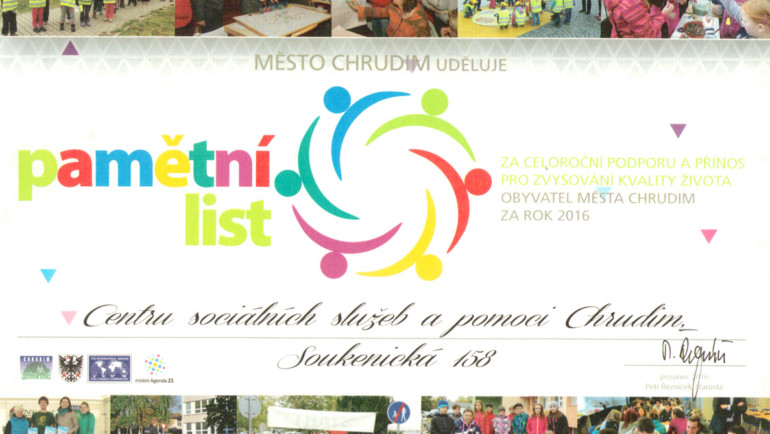 Pamětní list města Chrudim 2016